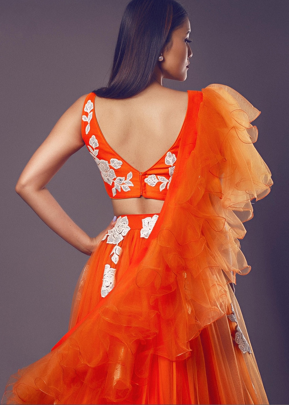 Orange Pink Lehenga Choli Bridal Designer Dress #BN803 - LARGE | Orange  lehenga, Pink lehenga, Traditional dresses
